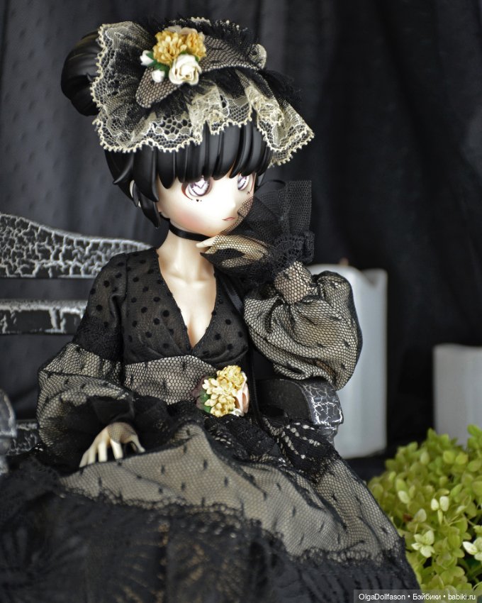 Кофейный зайчик в черных кружевах (фото 3)