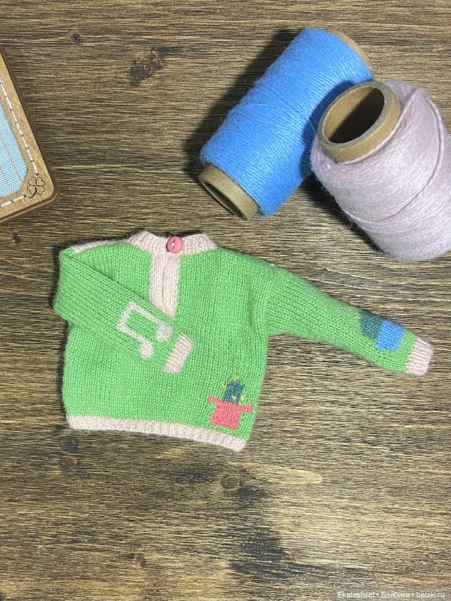 Свитер для кукол формата 1/6 жаккард/интарсия изнанка (фото 3)