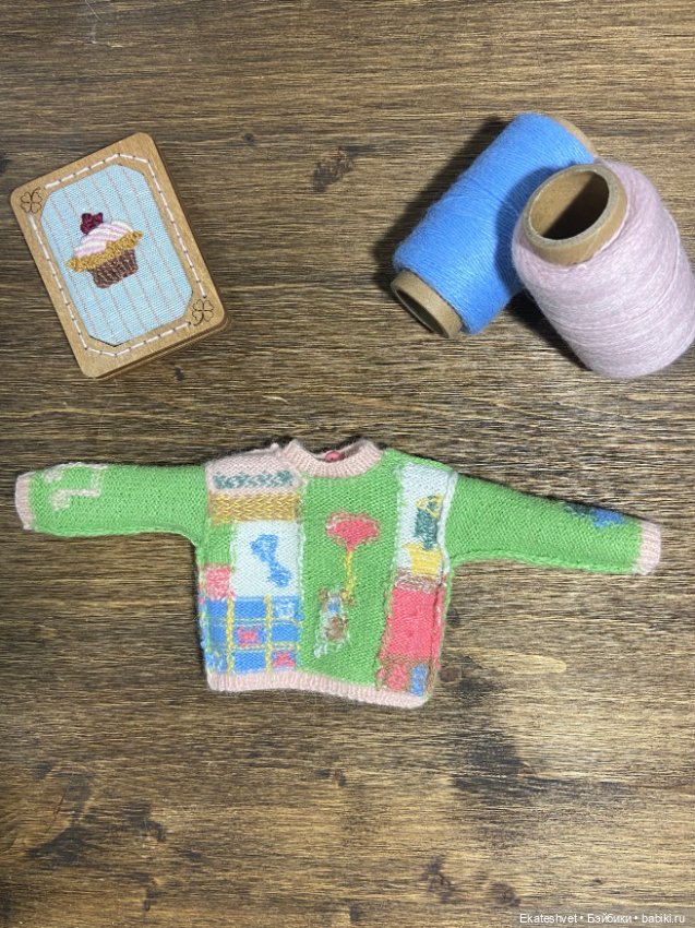 Свитер для кукол формата 1/6 жаккард/интарсия изнанка (фото 2)