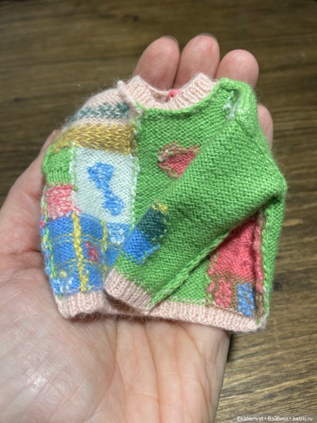 Свитер для кукол формата 1/6 жаккард/интарсия изнанка (фото 5)