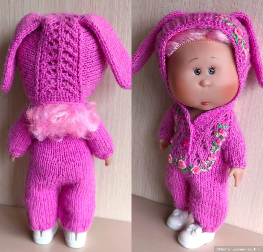 Вязаный комбинезончик с вышивкой рококо для мини Мии