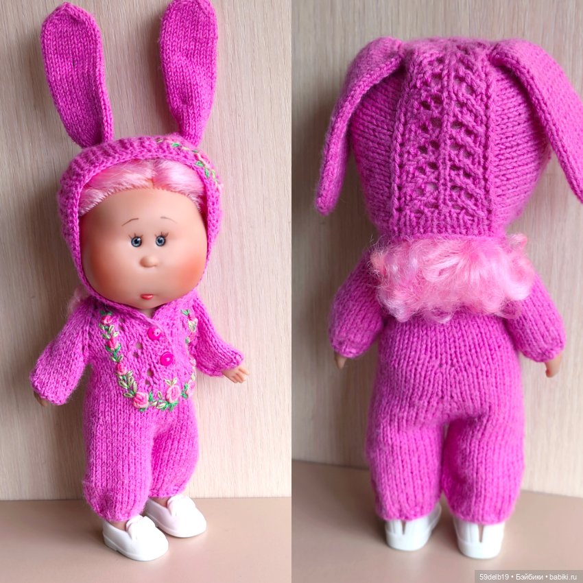 Вязаный комбинезончик с вышивкой рококо для мини Мии