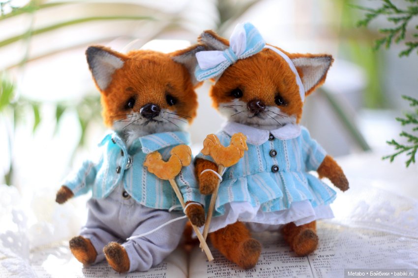 Лисята с петушками — Авторские мишки Тедди и друзья: фото