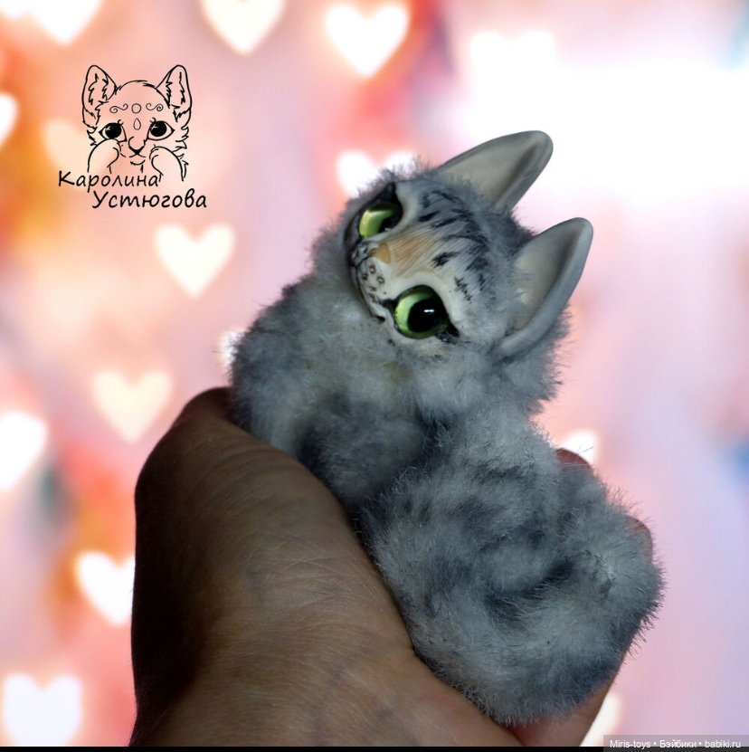 Кошечка — Игрушки в смешанной технике (мех и глина): Арт (фото 2)