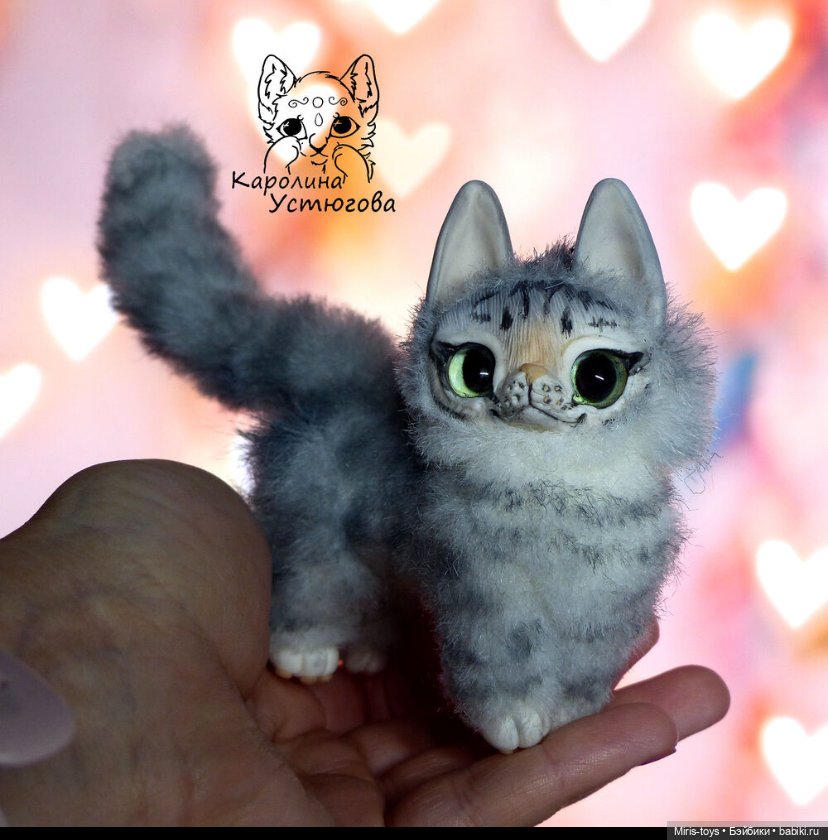 Кошечка — Игрушки в смешанной технике (мех и глина): Арт (фото 5)