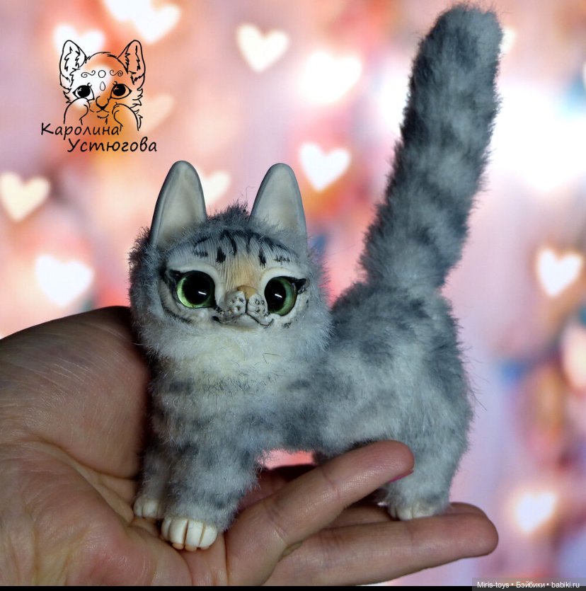 Кошечка — Игрушки в смешанной технике (мех и глина): Арт (фото 6)