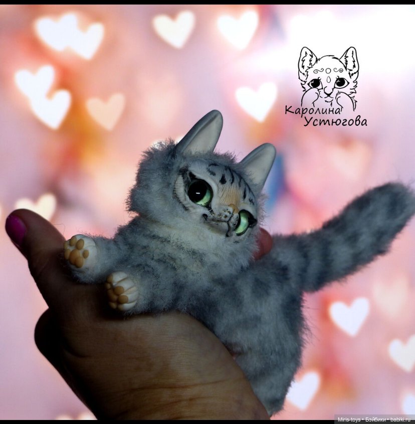Кошечка — Игрушки в смешанной технике (мех и глина): Арт (фото 3)