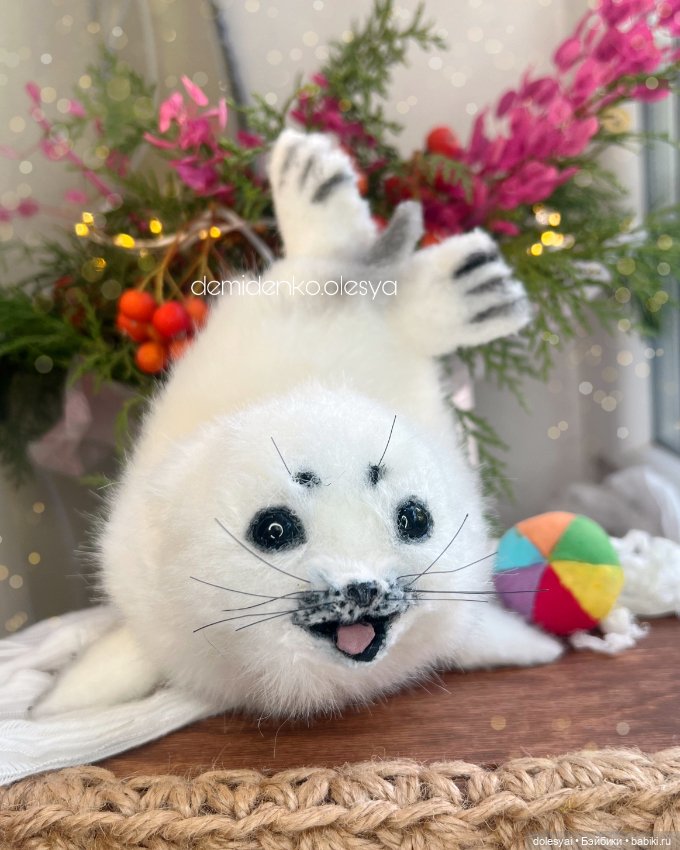 Белёк Фрунзиль 🦭🎄✨ — Игрушки в смешанной технике (мех и глина): Арт (фото 6)