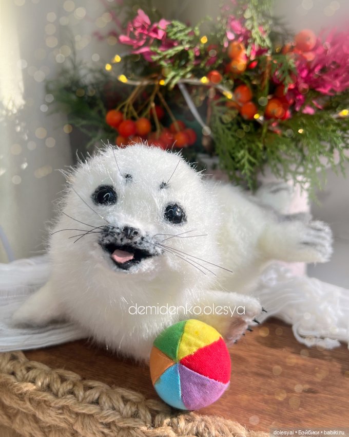 Белёк Фрунзиль 🦭🎄✨ — Игрушки в смешанной технике (мех и глина): Арт (фото 5)