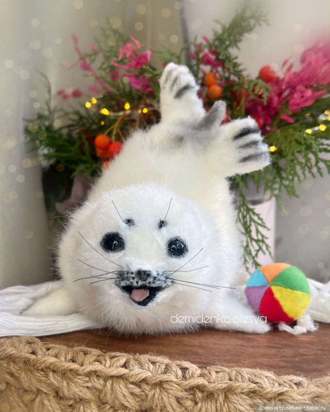 Белёк Фрунзиль 🦭🎄✨ — Игрушки в смешанной технике (мех и глина): Арт