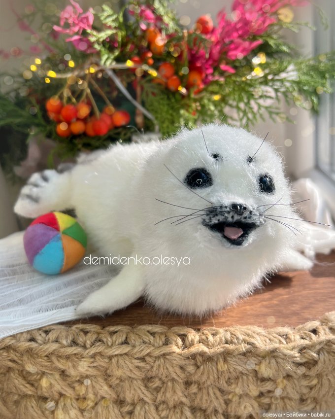 Белёк Фрунзиль 🦭🎄✨ — Игрушки в смешанной технике (мех и глина): Арт (фото 4)