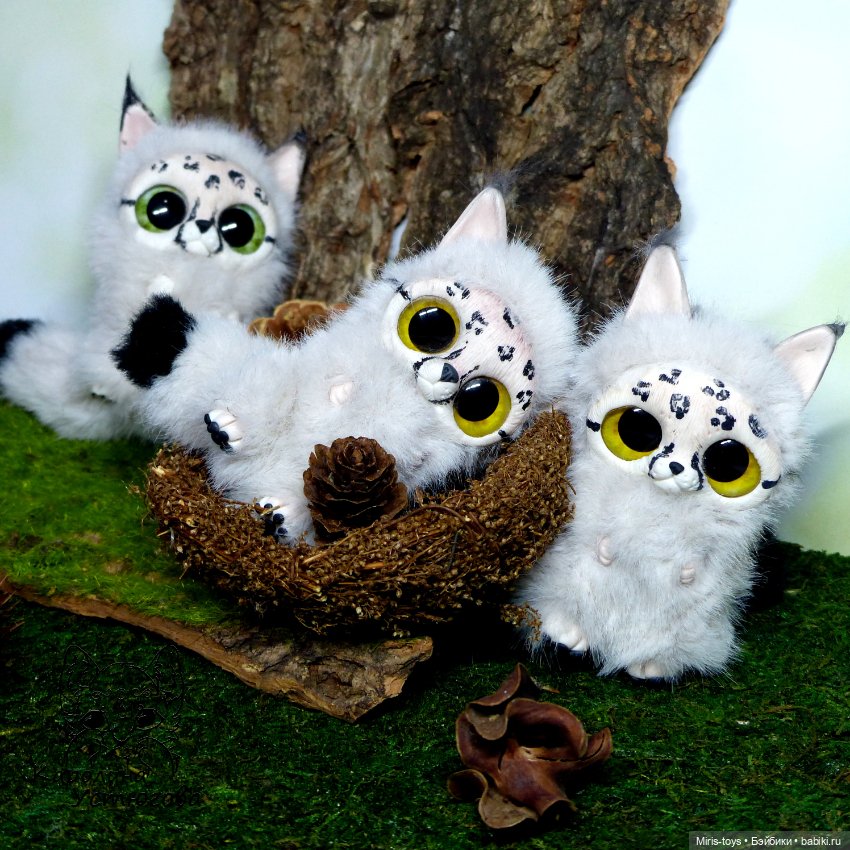 Рысята - котята — Игрушки в смешанной технике (мех и глина): Арт (фото 3)