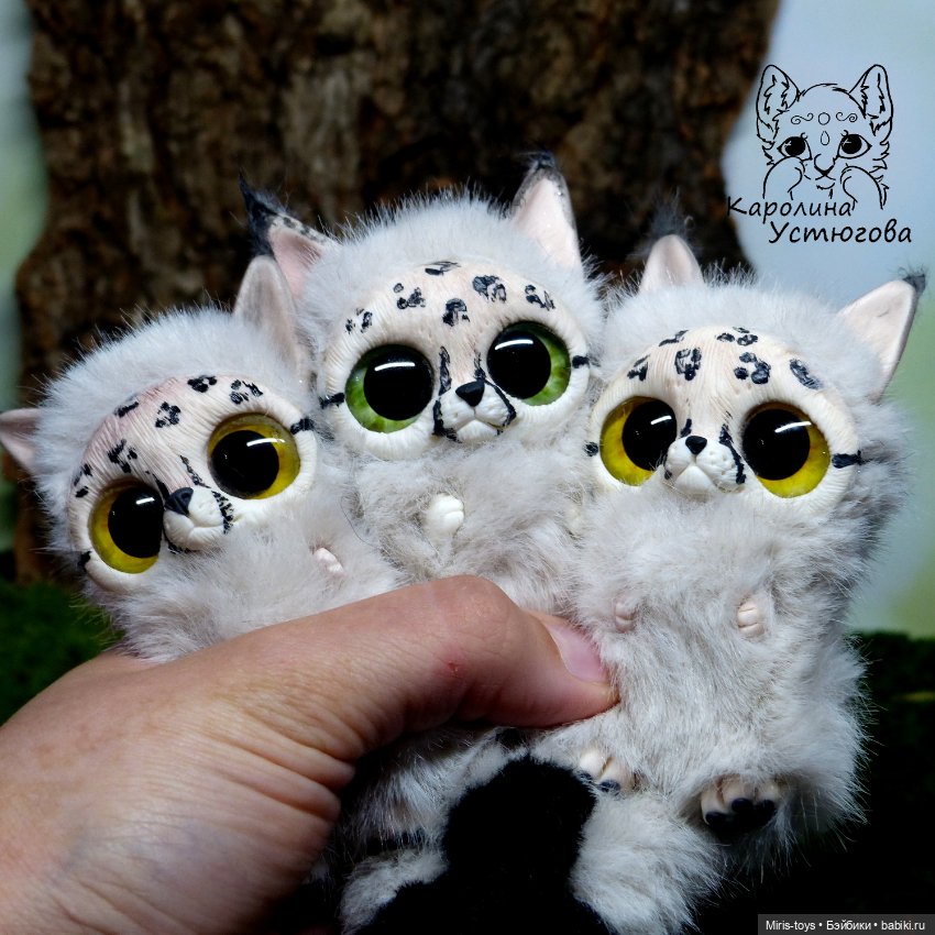 Рысята - котята — Игрушки в смешанной технике (мех и глина): Арт