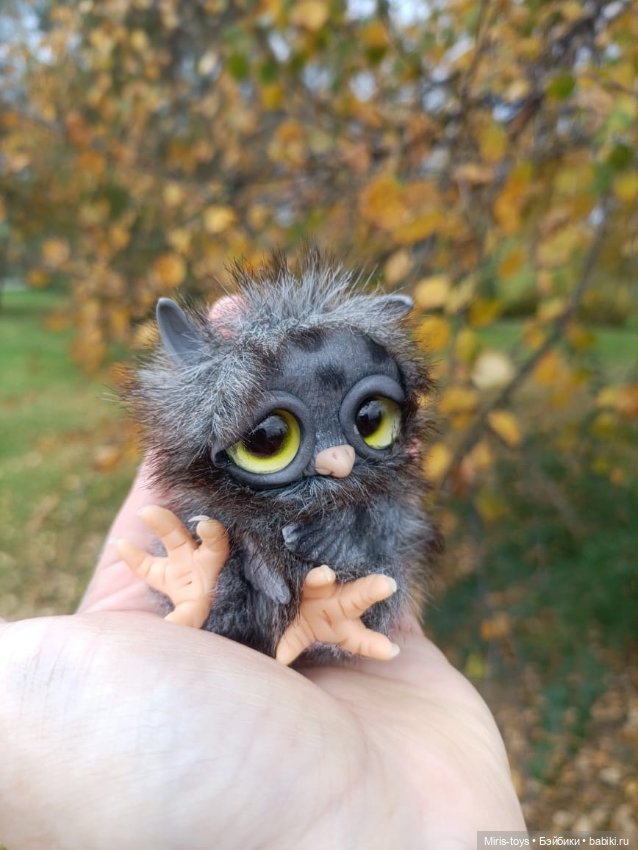 Совенок Тучка — Игрушки в смешанной технике (мех и глина): Арт (фото 7)