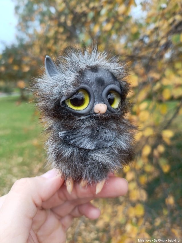 Совенок Тучка — Игрушки в смешанной технике (мех и глина): Арт (фото 9)