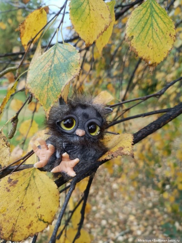 Совенок Тучка — Игрушки в смешанной технике (мех и глина): Арт (фото 5)