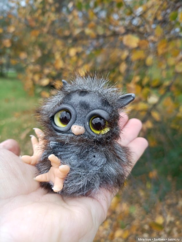 Совенок Тучка — Игрушки в смешанной технике (мех и глина): Арт (фото 6)