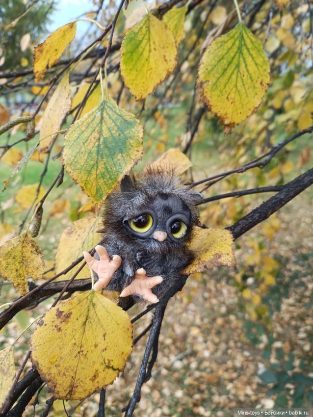 Совенок Тучка — Игрушки в смешанной технике (мех и глина): Арт (фото 3)