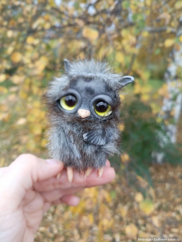 Совенок Тучка — Игрушки в смешанной технике (мех и глина): Арт