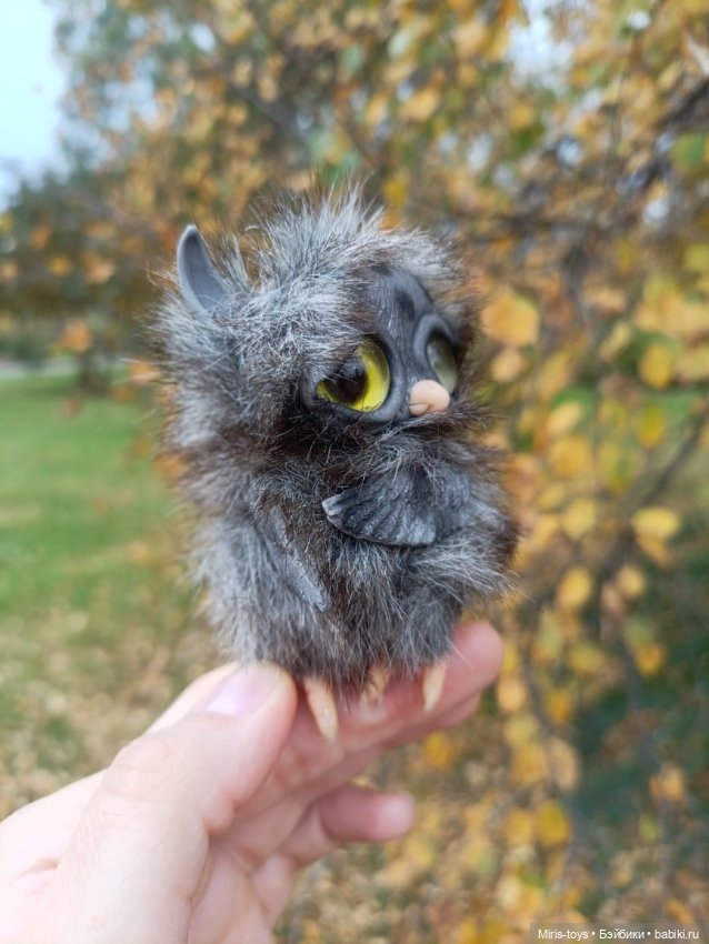 Совенок Тучка — Игрушки в смешанной технике (мех и глина): Арт (фото 10)