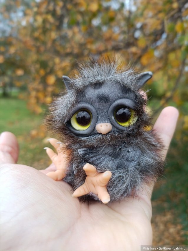 Совенок Тучка — Игрушки в смешанной технике (мех и глина): Арт (фото 8)