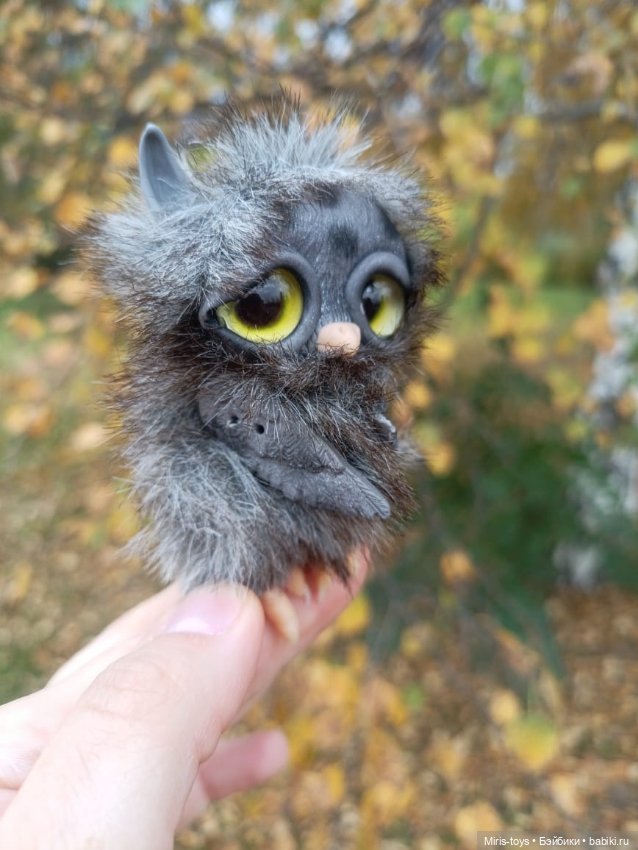 Совенок Тучка — Игрушки в смешанной технике (мех и глина): Арт