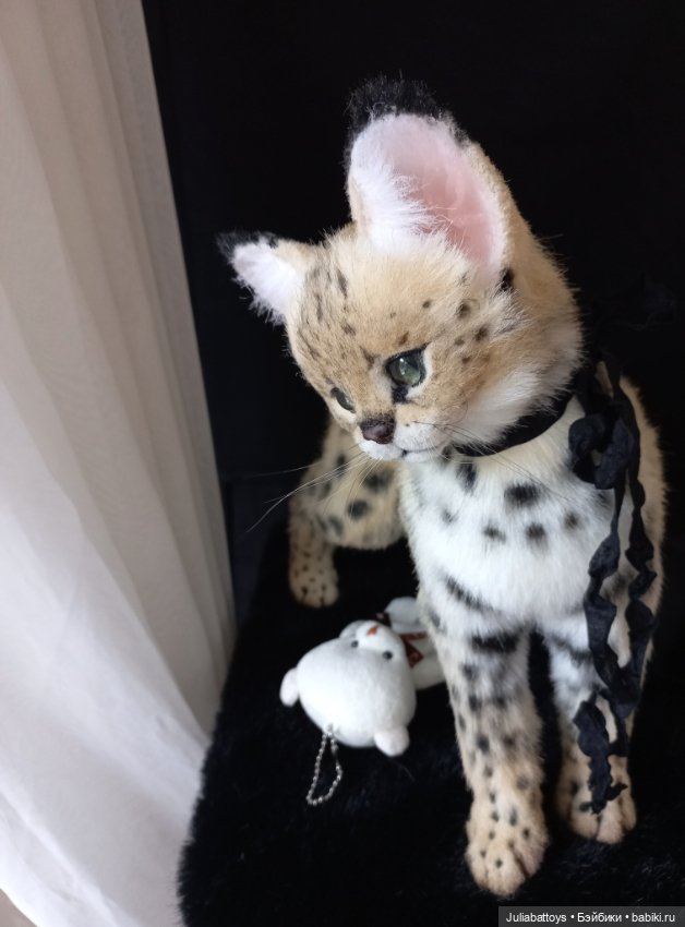 Дикая кошка. Сервал 🖤 — Игрушки в смешанной технике (мех и глина): Арт