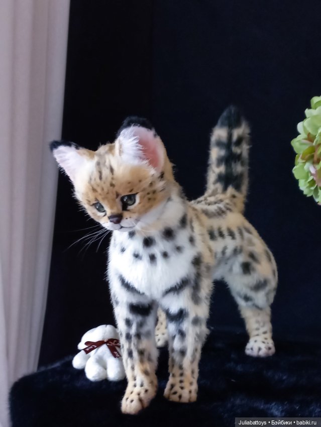 Дикая кошка. Сервал 🖤 — Игрушки в смешанной технике (мех и глина): Арт