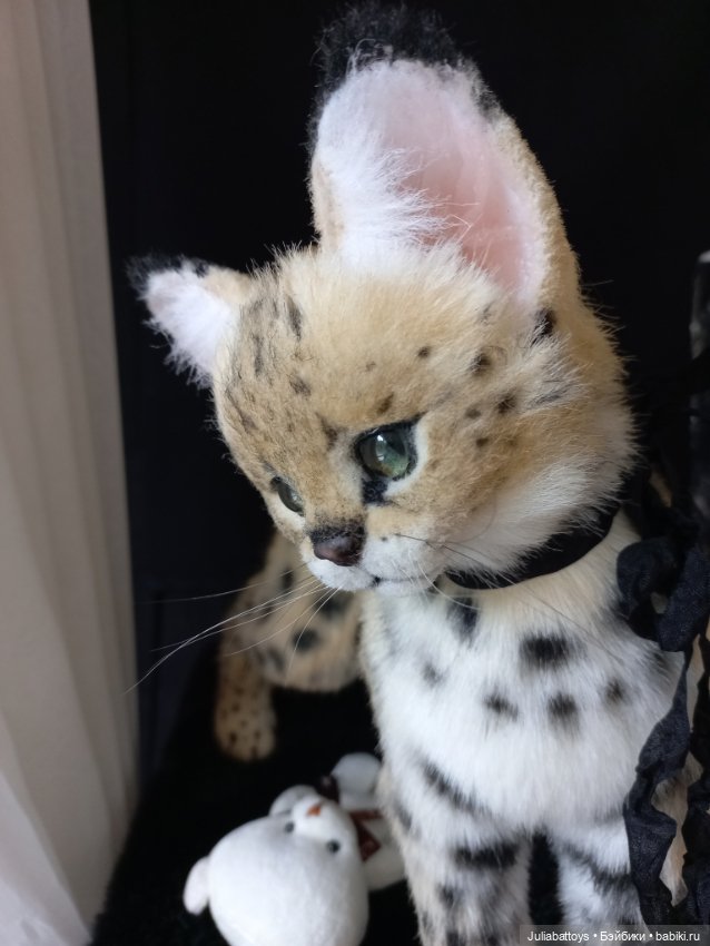 Дикая кошка. Сервал 🖤 — Игрушки в смешанной технике (мех и глина): Арт