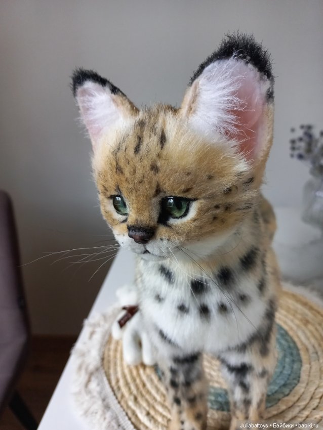 Дикая кошка. Сервал 🖤 — Игрушки в смешанной технике (мех и глина): Арт (фото 4)