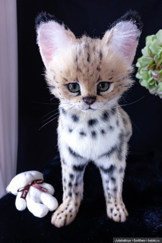 Дикая кошка. Сервал 🖤 — Игрушки в смешанной технике (мех и глина): Арт