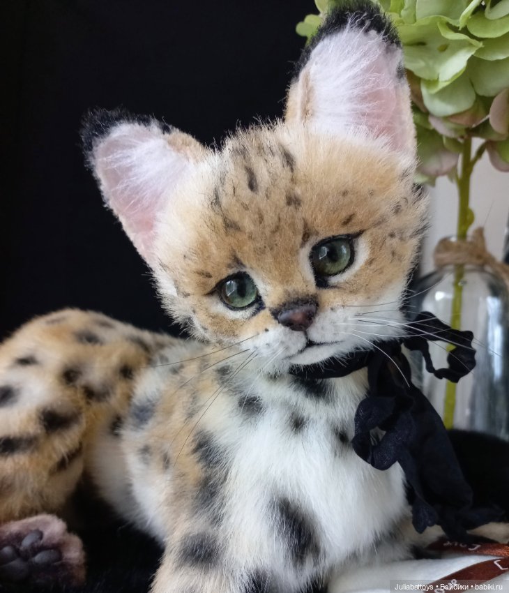 Дикая кошка. Сервал 🖤 — Игрушки в смешанной технике (мех и глина): Арт (фото 10)