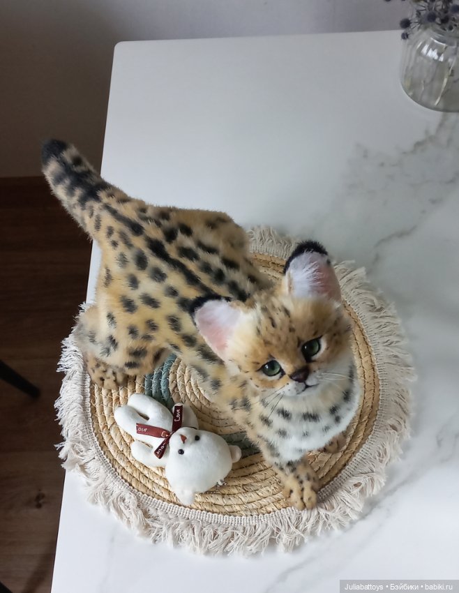 Дикая кошка. Сервал 🖤 — Игрушки в смешанной технике (мех и глина): Арт (фото 7)