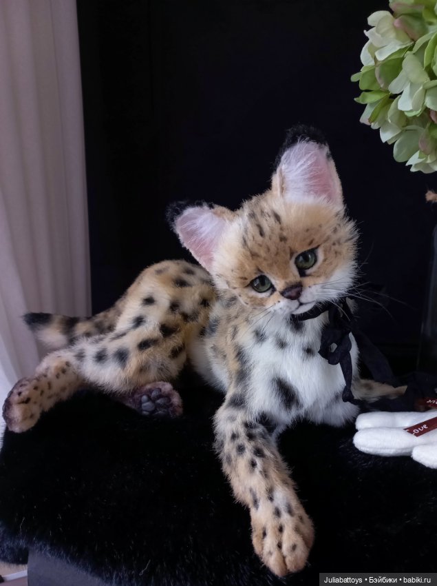 Дикая кошка. Сервал 🖤 — Игрушки в смешанной технике (мех и глина): Арт