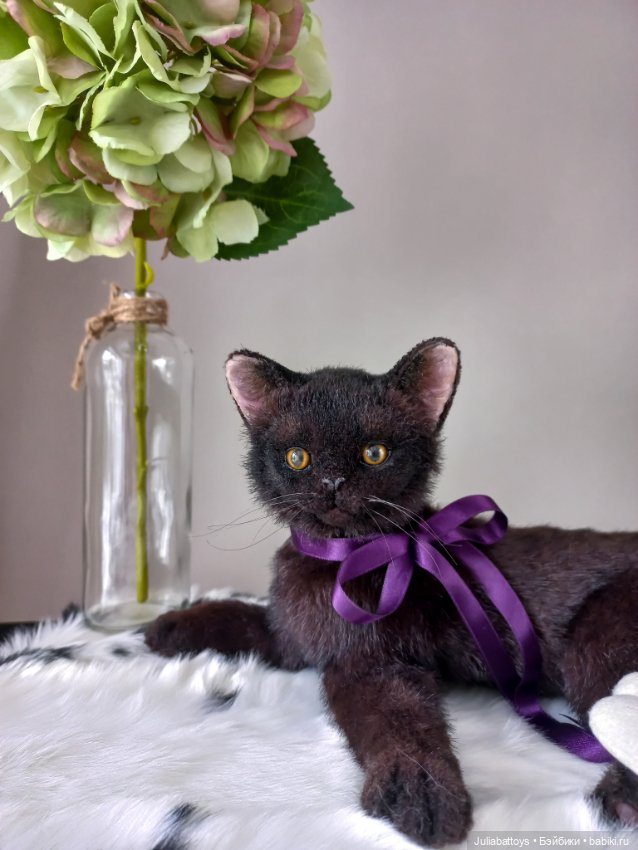 Бурманский котенок 🤎 — Игрушки в смешанной технике (мех и глина): Арт