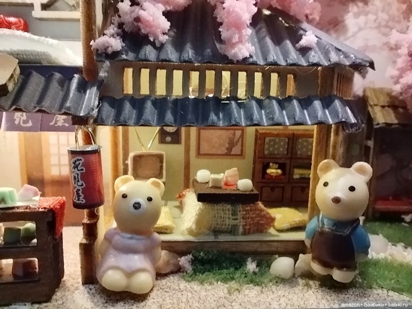 Румбокс с медвежатами, подсветкой, шкатулкой, деревянной подставкой "Цветущая Сакура"