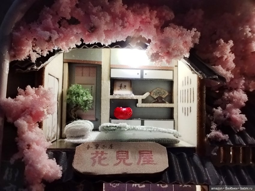 Румбокс с медвежатами, подсветкой, шкатулкой, деревянной подставкой "Цветущая Сакура" (фото 7)