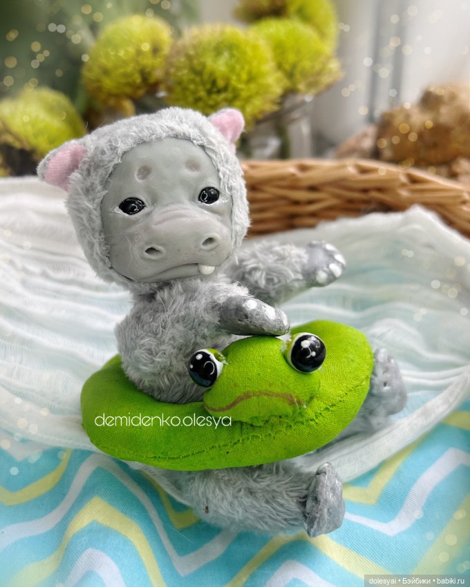 Кукольный бегемотик Чипо — Игрушки в смешанной технике (мех и глина): Арт (фото 3)