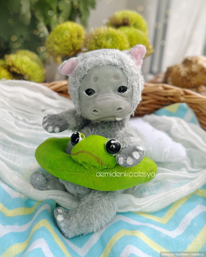 Кукольный бегемотик Чипо — Игрушки в смешанной технике (мех и глина): Арт (фото 5)
