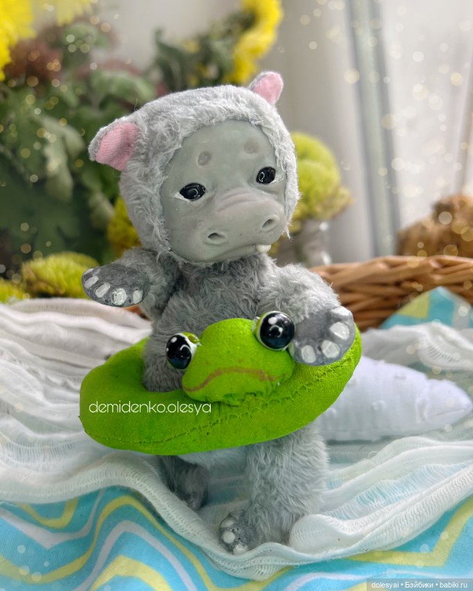Кукольный бегемотик Чипо — Игрушки в смешанной технике (мех и глина): Арт (фото 2)