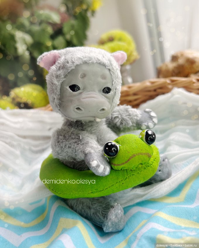 Кукольный бегемотик Чипо — Игрушки в смешанной технике (мех и глина): Арт