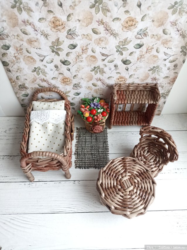 Плетеная спальня для мини-кукол (фото 8)