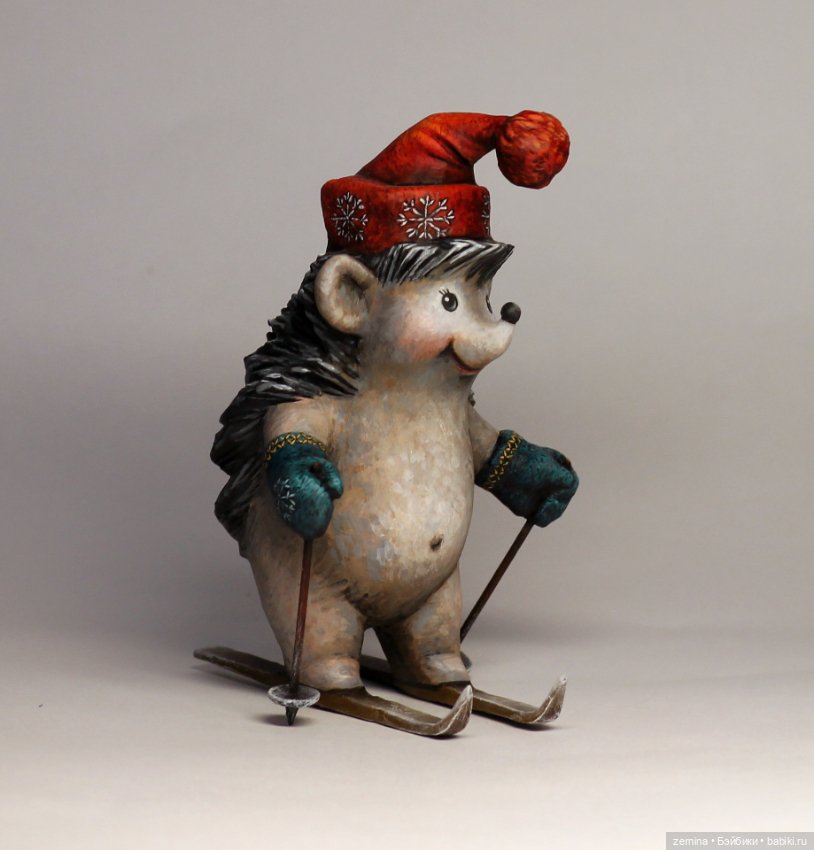 Ёжик на лыжах — Лепка авторских игрушек и папье (фото 5)