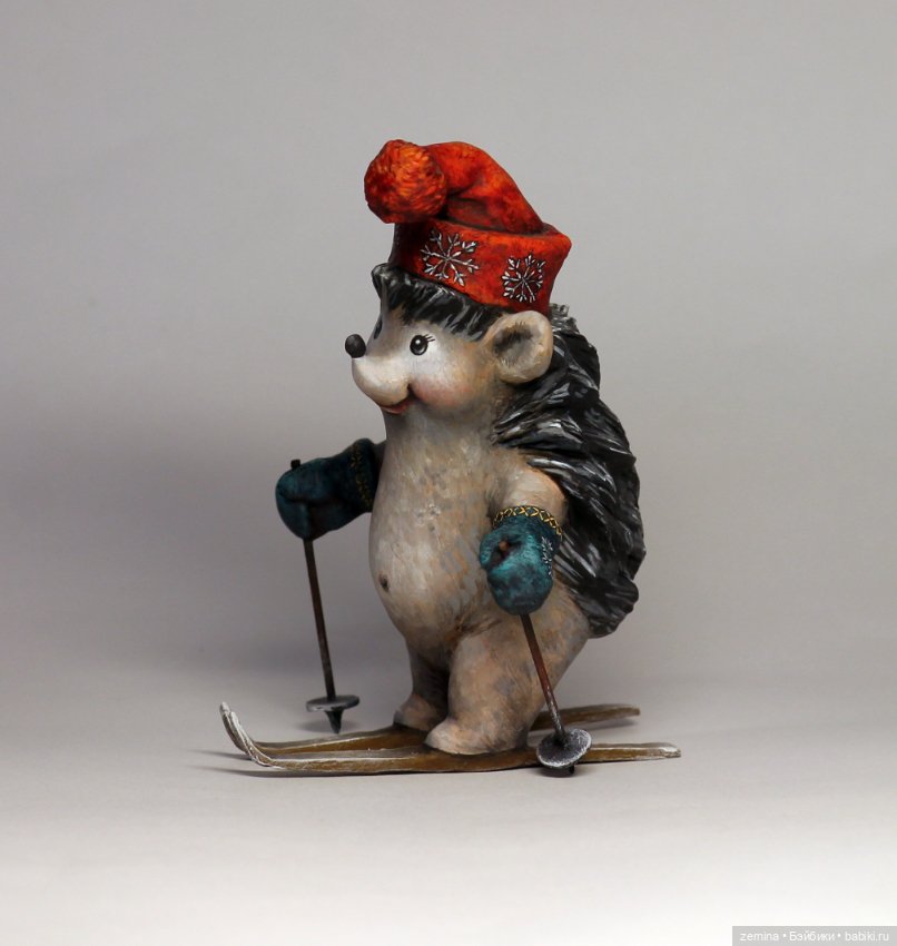 Ёжик на лыжах — Лепка авторских игрушек и папье (фото 10)