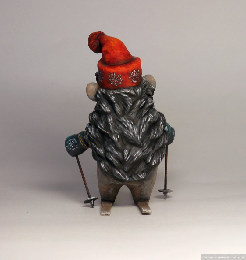 Ёжик на лыжах — Лепка авторских игрушек и папье (фото 8)