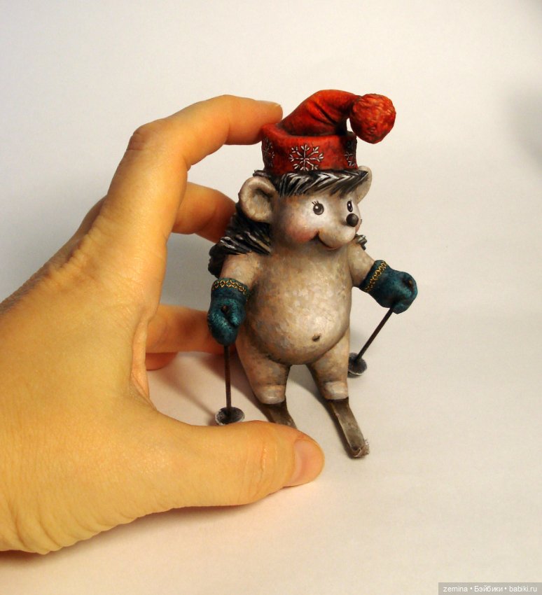 Ёжик на лыжах — Лепка авторских игрушек и папье