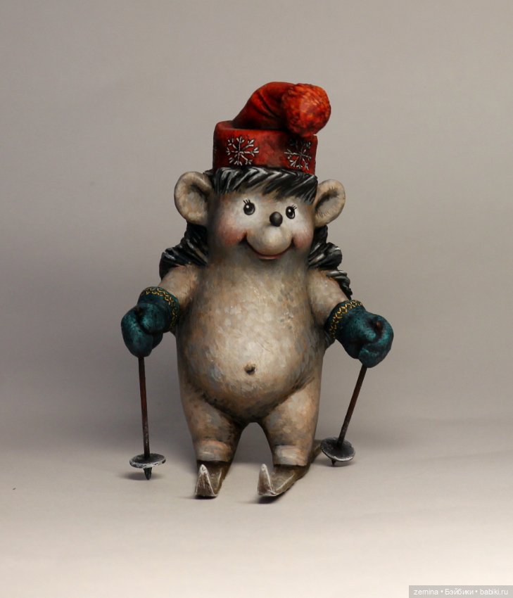 Ёжик на лыжах — Лепка авторских игрушек и папье (фото 4)