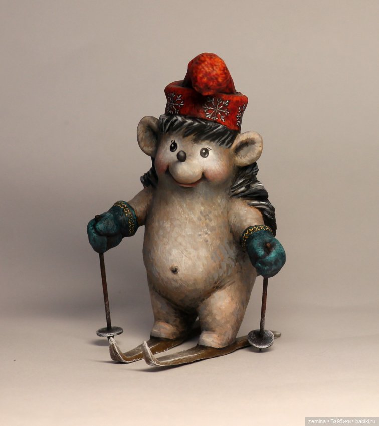 Ёжик на лыжах — Лепка авторских игрушек и папье (фото 2)