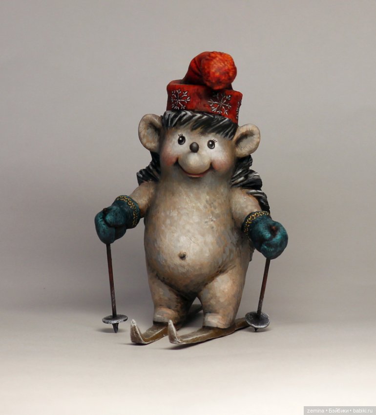 Ёжик на лыжах — Лепка авторских игрушек и папье (фото 3)