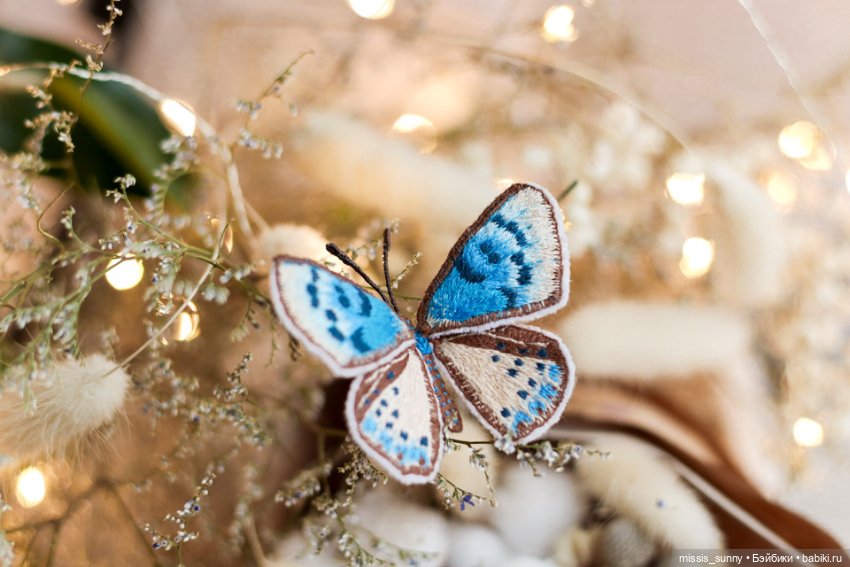 Бабочка-брошь, моя самая сложная вышивка (фото 2)